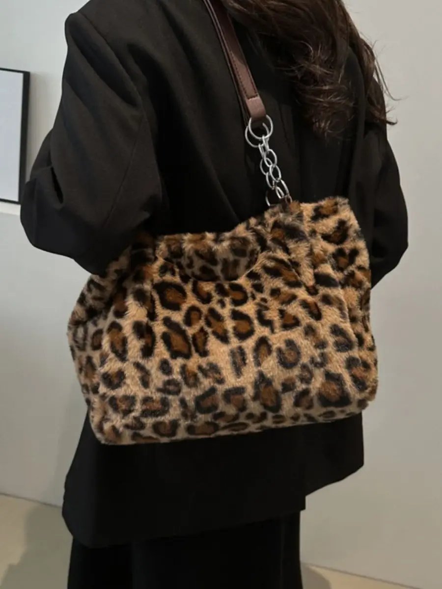 Faux Fur Leopard Shoulder Bag - Love Salve